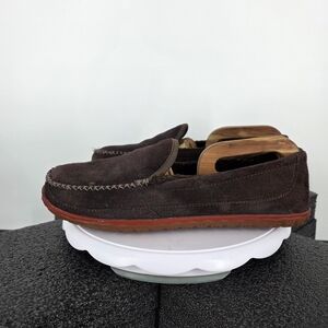 L.L.Bean Men's 11 Wicked Good Moccasins Brown Suede Shearling Slippers Shoes